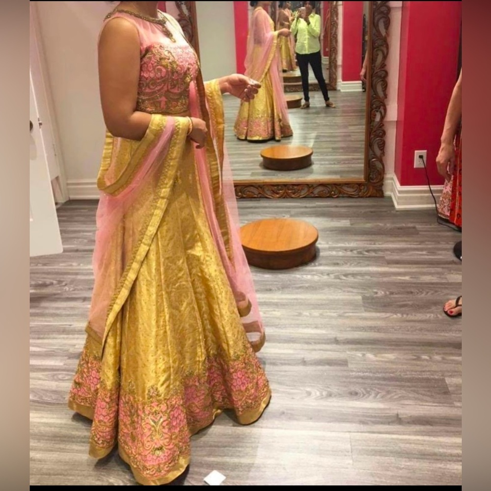 Beautiful heavy pink and gold lehenga perfect for weddings or any events